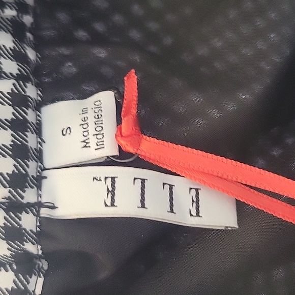 🌸 $10 SALE NWT Elle Checkered Plaid Midi Skirt Tie Waist Gingham Black White SM - Picture 7 of 9